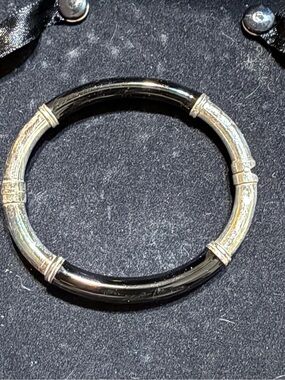 Sterling Silver and Black Two-Tone Bangle Bracelet